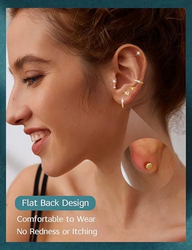 Adramata Piercings Acier Inoxydable Boucles d'Oreilles Femme Hypoallergéniques Perle Papillon Filles Creoles Helix Pierc