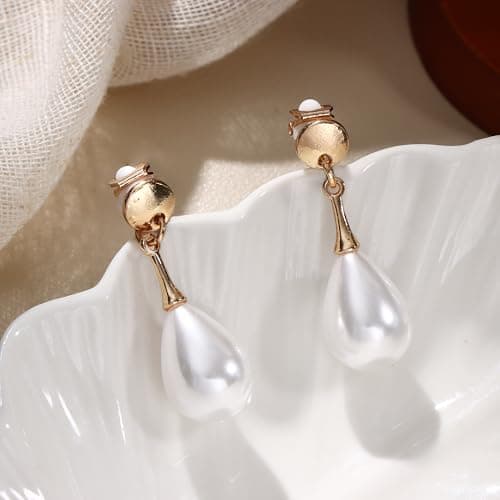 Clip d'oreille perle Adramata Femmes Boucles d'Oreilles Pendantes Argent Fantaisie Non Piercing Recycled Standard 100