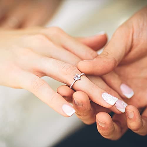 JeweBella Bague Femme Argent 925 Zirconium Élégant Coeur Reglable Amitié Fiançailles Mariage Alliance Anniversaire Bijou