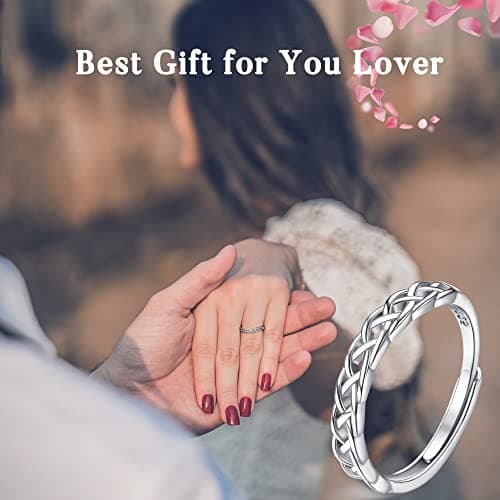 JeweBella Bague Femme Réglable en Argent 925 Eternité Noeud Celtique Anniversaire Anneau Femme Bijoux