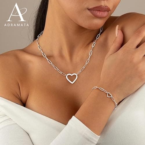 Collier et Bracelets Acier Inoxydable Plaquées Or 18K pour Femme Imperméable Recyclé 100% Chain Argent/Or Reglable Set S