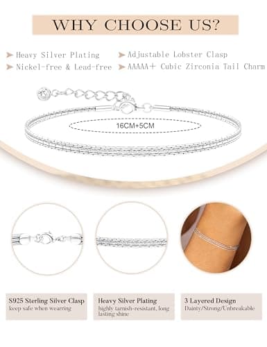 FIOROYAL - Bijoux Bracelet Argent Sterling 925 Reglable pour Femme - Cadeau Tendance pour Filles - Perles Empilable Trip