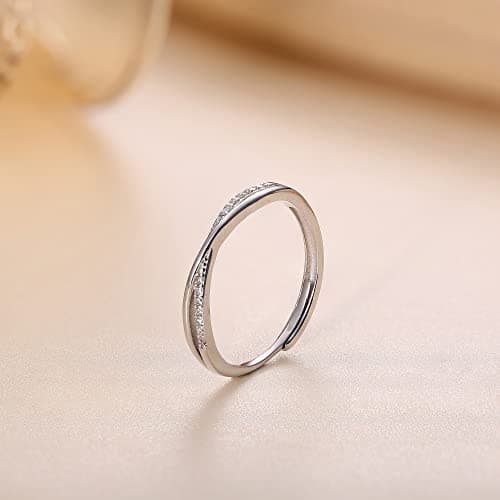 JeweBella Bague Femme Minimaliste en Argent 925 Ortie Réglable Argent/Or/Or Rose pour Mariage Fiançailles Anniversaire