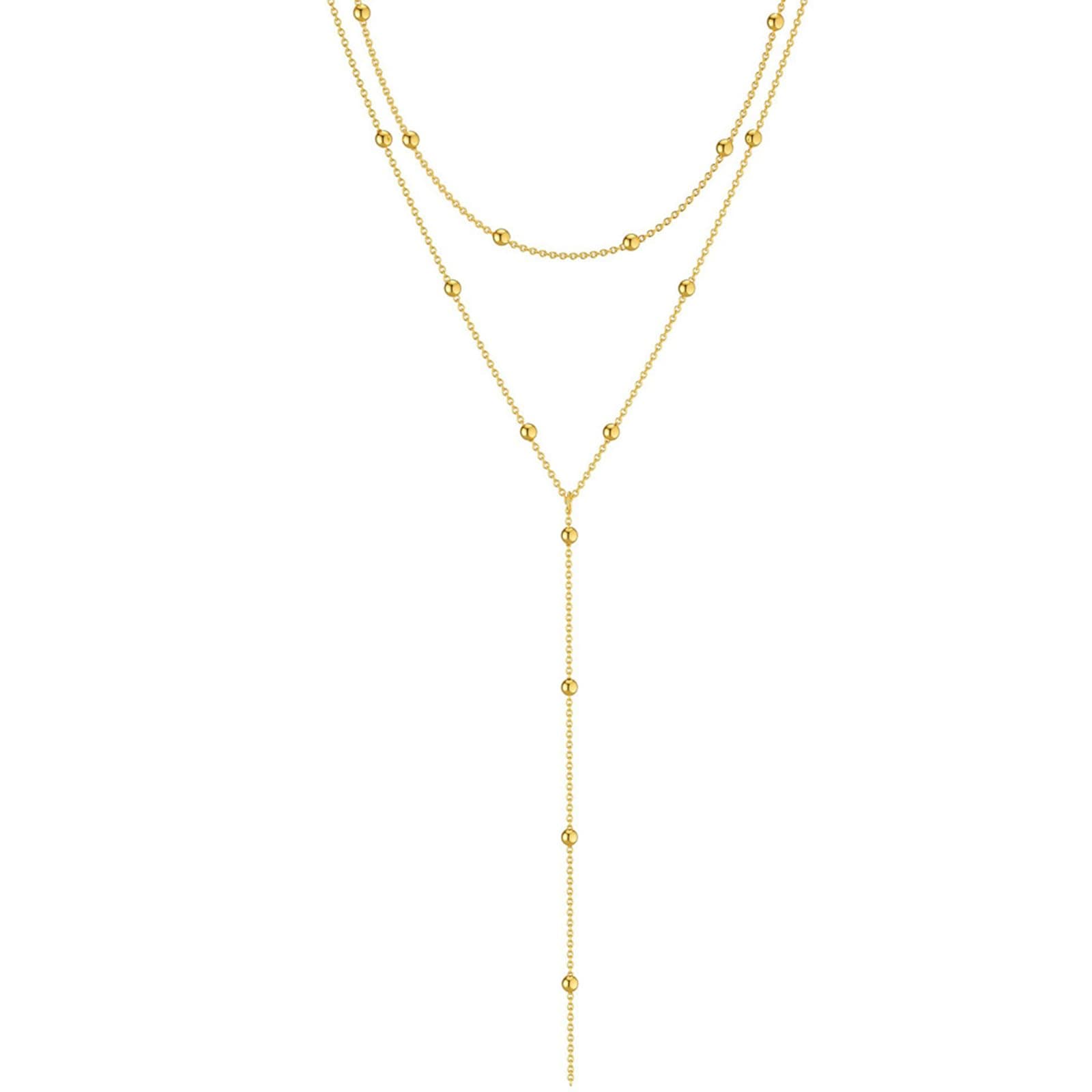 Auiremrti Chaîne longue en Y en or/argent pour femmes - Bijoux simples et élégants - Ensembles de chaînes femmes - Colli