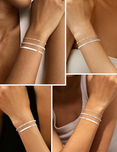Bracelet Adramata Femme Argent 925 Fermoir Réglable Empilable avec Boîte Cadeau