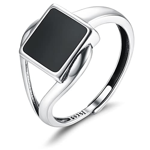 Milacolato Bague Argent 925 Reglable pour Femmes Filles, Vintage Noeud Celtique/Feuille, Noir CZ/Vitré Double Twist Élém — Modèle A