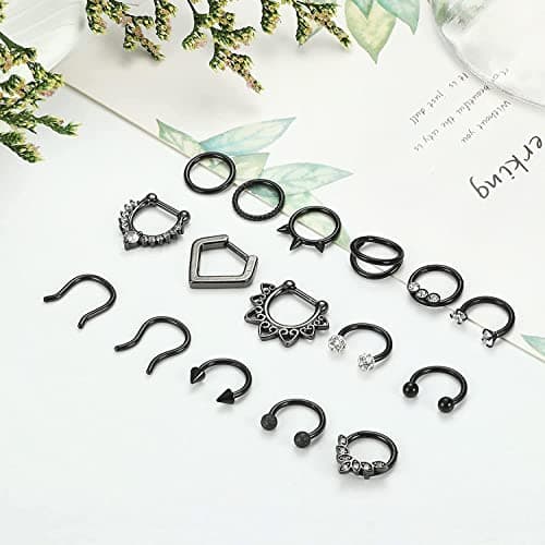 Adramata Septum Piercings 16G 8MM Bijoux Surgicaux Nez Anneaux US Std 100 Recycled Claim Helix Hoop