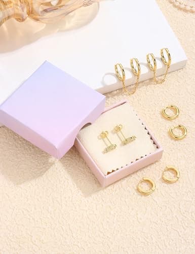 Adramata Boucles d'Oreilles Argent Plaquées Or 14 Carats pour Femme Hypoallergéniques Boucles d'Oreille Piercing Tragus