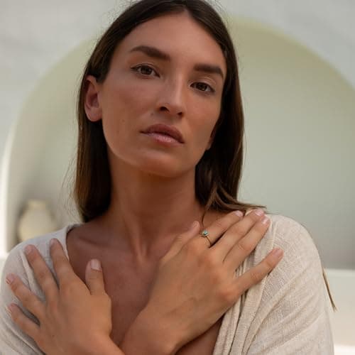 Nami Circulaires Boho en Or Femmes Anneaux Ouverts Réglables Plaqué Or Pierre Précieuse Ovale Turquoise women Boho Jewel
