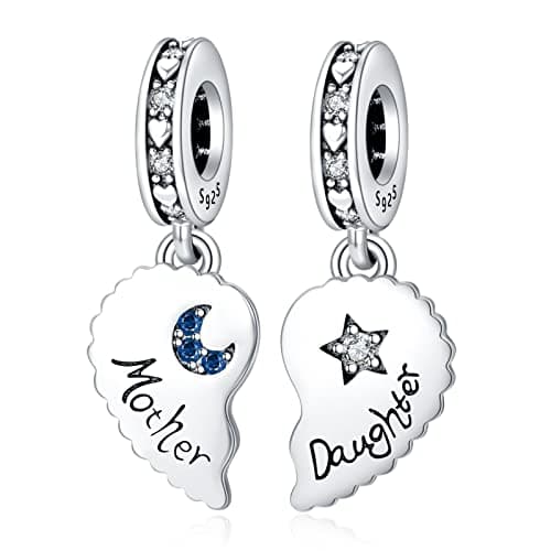 Amuefer 925 argent charms bracelet collier pendentif perles charmé papillons, amour, cadeaux pour mère anniversaire, tor — D-Madre Figlia