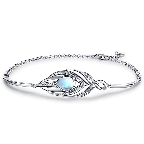 Odinstone Arbre de vie argent 925 regulier femme bijoux cadeau anniversaire 18+5cm — Bracelet en pierre de lune