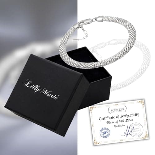 Bracelet Classique de Lilly Marie pour Femmes en Argent Sterling 925 Adaptable en Longueur avec Fermoir Mousqueton Mode