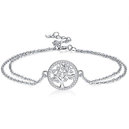 Bracelet Bijoux en Argent Sterling 925 Femme Soeur Mignon Cadeaux d'Anniversaire biedant un Design Élégant et Élancé;cha — argent-arbre de vie