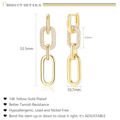 Adramata Boucles d'Oreilles Femme Or Boucle d'Oreille Plaquées Or 14 Carats Fantaisie Recycled
Adramata Boucles d'Oreill