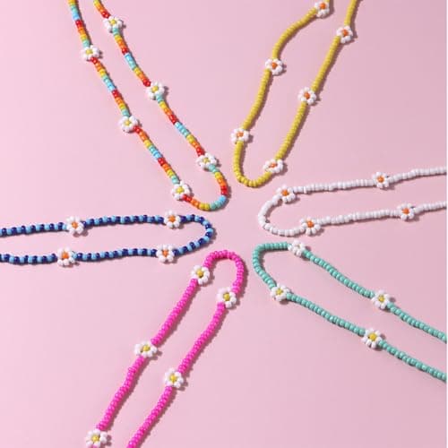 WUSJCOYF Collane Estive Donna Boho - Perline Colorate Regolabili, Girocolli Man mano Fatti per Feste e Ragazze Adolescen