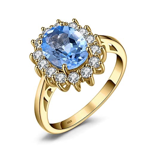 JewelryPalace Diana Princesse Améthyste Péridot Grenat Citrine Topaze Bague Argent 925 Or Jaune Or Rose Vintage Parure d — 7-2 Bleu Topaze Bague Plaqué Jaune Or