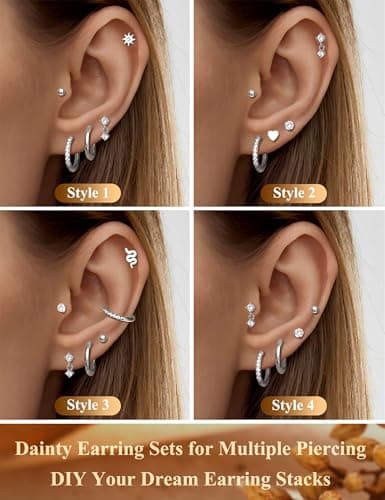 Adramata Boucles d'Oreilles Femme Acier Inoxydable Or 18 Carats Piercing Tragus Store Américain
