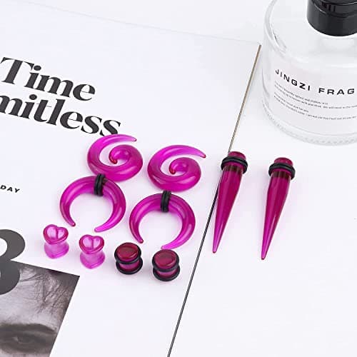 Adramata Écarts Oreilles 98 Pièces Acrylique Cône Piercing Écarts Oreille Ensembles pour Expanding Oreille Tatouage