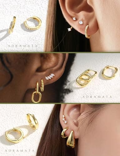 Adramata Or 14K Plaquées Boucles d'Oreilles Femme Créoles & Pendantes Helix Piercing|Rêve de Loup