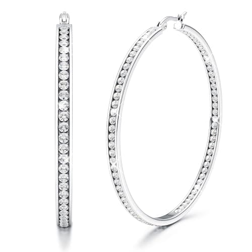 Adramata Creoles Acier Inoxydable Or Plaqué Boucles D'Oreilles Femme Recyclées 50mm Standard 100