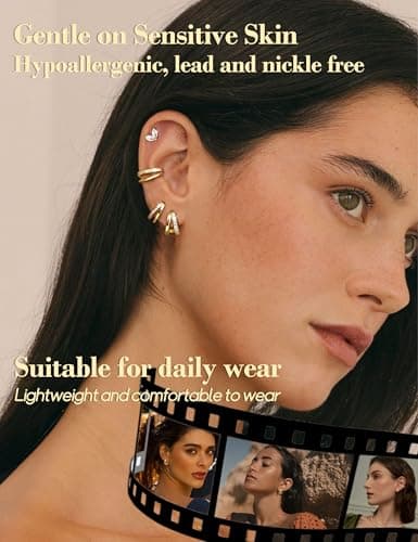 Adramata Argent 925 Hypoallergéniques pour Femme Écoutez les Hits de la Fashion Scene - Boucles d'Oreilles Cartilage Con