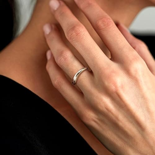 Bague Argent 925 Adramata Reglable Femme Fiançailles Alliance Empilable Ondulée, Cadeaux de Bijoux (Or/Argent/Or Rose) É