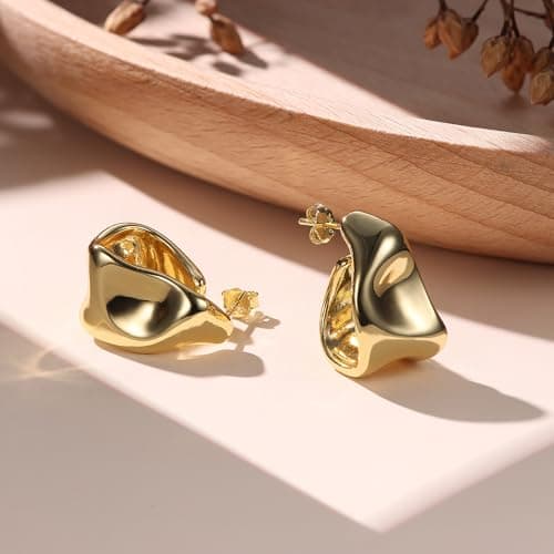 Adramata Boucles d'Oreilles Or Femme Grosses Boucles d'Oreille Argent 925 Plaquées Or 14 Carats Recycled Standard 100
Ad