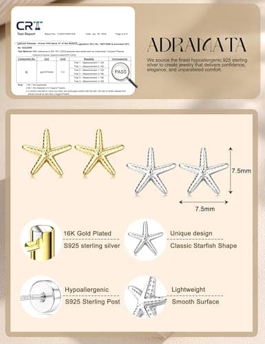 Adramata Boucles d'Oreilles Argent 925 Femme Hypoallergéniques pour Piercing Cartilage Hélix Usage Jour et Nuit Étoile N