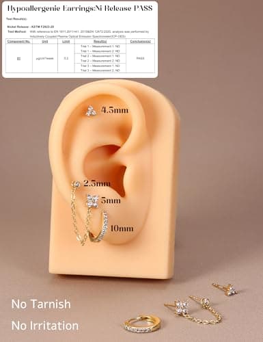 Adramata Boucles d'Oreilles Argent 925 Plaquées Or 14 Carats pour Femme Piercings Oreille Cartilage Tragus Helix Or/Arge
