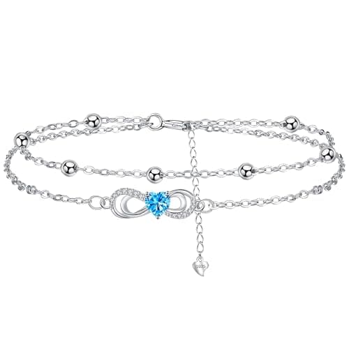 Bracelet Argent Sterling 925 Yinsen Femmes Reglable Cadeau Noël Anniversaire Fête des Mères Maman — argent-bleu
