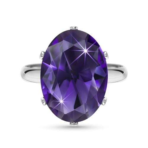 Linawe Bague Ajustable en Diamant Synthétique Moissanite pour Femme, Grande Bague en Cuivre en Trois Nuances d'Or, Or Ro — Argent,Février