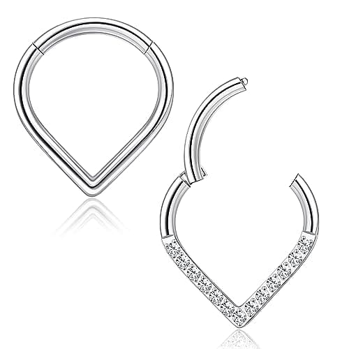Adramata G23 Titane Septum Piercing pour Femme et Homme - Hypoallergénique et Sécuritaire - Piercing Nez Teardrop et Hin