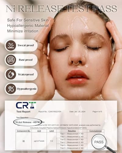 CASSIECA Piercing Nez en Acier Chirurgical pour Femmes et Hommes - Bijoux de Septum Or et Argent, Zircone, 14 Pièces, 20
