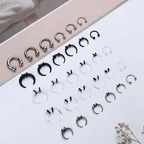 Adramata 30 Pièces Fer à Cheval Septum PiercingAnneaux Set Standard 100