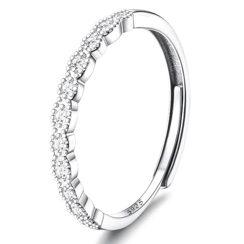 JeweBella Bijou Minimaliste Femme Argent 925 Bague Réglable Anneau Zircone Cubique Fiançailles Marriage Bijoux Femmes — Style-b