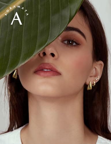 Adramata Or 14K Plaquées Boucles d'Oreilles Femme Créoles & Pendantes Helix Piercing|Rêve de Loup