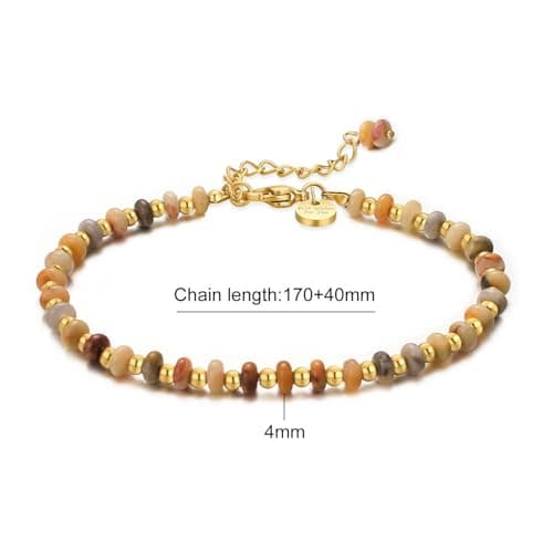 Bracelet Pierre Naturelle Plaqué Or Femme Chic Bijoux en Acier Inoxydable Cadeau