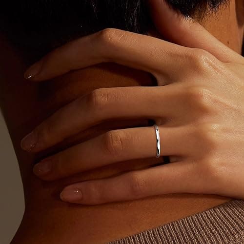 Diamday Bague Argent Sterling 925 Classique Minimaliste pour Femme et HommeÉquipement Idéal Mariage Fiançailles Cadeau A