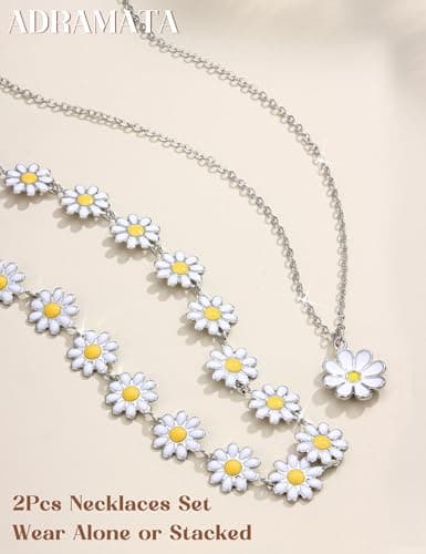 Adramata Plaqué Or 16K Collier Ras de Cou Réglable Femmes Colliers Or Perle/Croix/Fleur/Cœur Femmes Collier Argent Femme