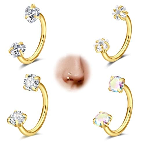 Septum Inoxydable 18G Zircon Anneau de Piercage DMAWAVE Maillot de Bain Femmes Sexualité — 18g-gold