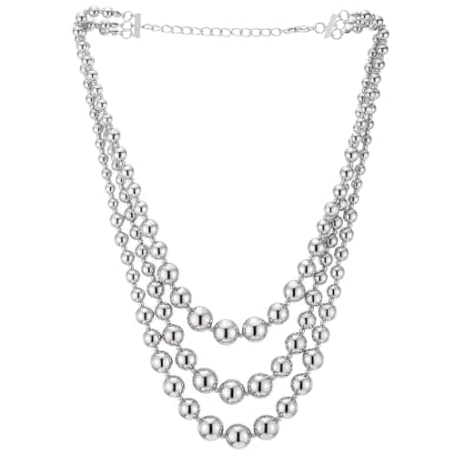 COOLSTEELANDBEYOND Trois Brins Cascade Perlé Collier Élégant pour Femmes en Scène de Soirée