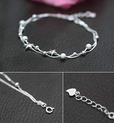 Bracelet en Argent 925 Femme Étoile de Mer petite Boule Double UV46