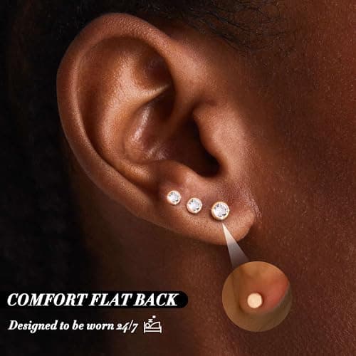 Adramata hypoallergénique Piercing oreille conch cartilage Or/Argent 6/8/10mm 3 Pièces Recycled Standard 100 Titane_labr