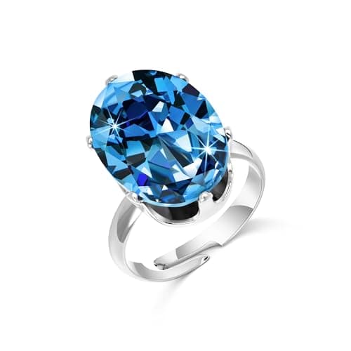 Linawe Bague Ajustable en Diamant Synthétique Moissanite pour Femme, Grande Bague en Cuivre en Trois Nuances d'Or, Or Ro