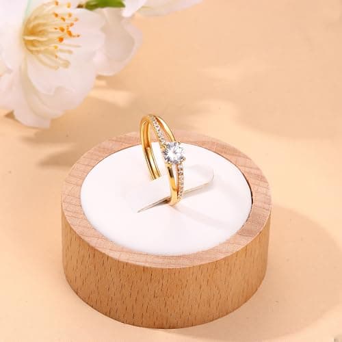 Milacolato Bague en Argent 925 Ajustable pour Femme | Bague de Fiançailles Éternelle en Argent Or | Bague de Mariage Zir