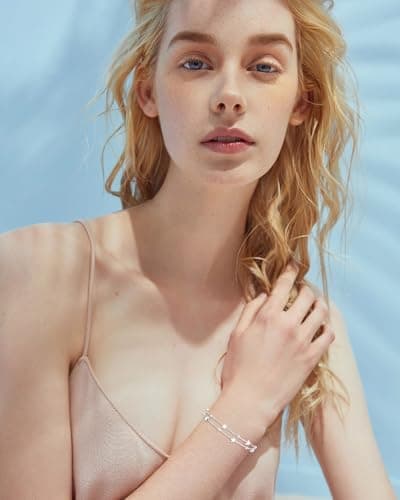 Bracelet Argent 925 VGWON Femme Étoiles Perles Cadeau Adolescentes Personalisé Longueur Réglable