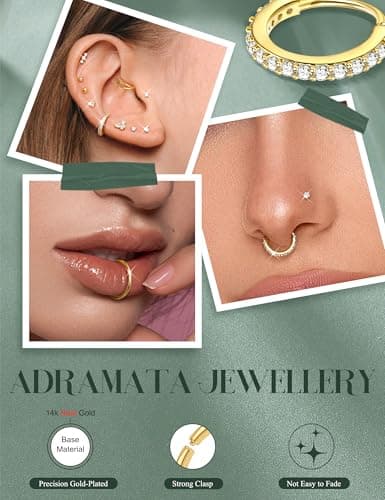 Adramata hypoallergénique piercing helix septum femme homme - Anneaux & Studs en forme de L 12Pcs 20G Acier Chirurgicalb