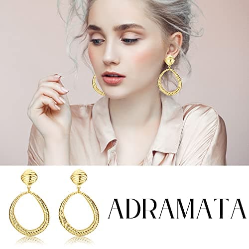 Boucles d'Oreilles Femme Or Grandes Pendantes Martelées Geométriques