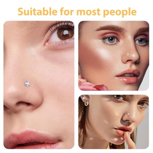 IKOPFLN Piercings Nez 8 Pièces Acier Chirurgical 316L 2 mm Zircone Cubique Or Piercings de Nez Bijoux