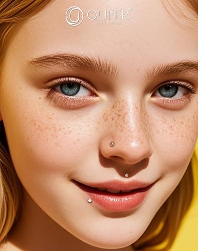 OUFER Perçage Auricolaire Sans Filetage pour Femme - 18G/20G 2PCS Anneaux Transparent 316L Acier Inoxydable Piercing Nez